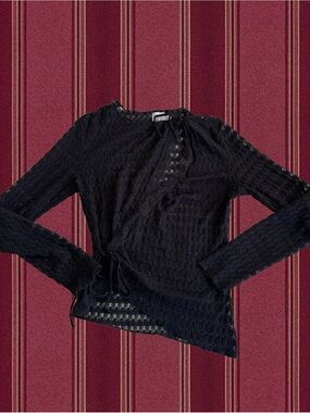 Princess Polly Black Lace Knit Wrap Top